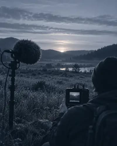 Field recorder capturing dawn sounds